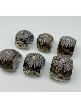 Seashell Napkin Rings Tiger Cowrie Leopard Spotted Nautical Beach Decor Tiki Set